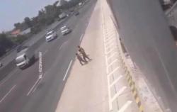 Viral! Tiga Anak SD Berseragam Pramuka Berlarian di Tengah Jalan Tol