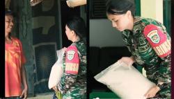 Viral Babinsa Cantik Berhati Malaikat di Sumedang, Rutin Belanja Sembako lalu Dibagikan ke Warga