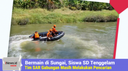 Bermain di Sungai, Siswa SD Tenggelam. Tim SAR Gabungan Masih Melakukan Pencarian