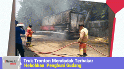 Truk Tronton Mendadak Terbakar Saat Parkir, Hebohkan  Penghuni Gudang