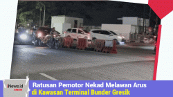 Bahaya! Ratusan Pemotor Nekad Melawan Arus di Kawasan Terminal Bunder Gresik