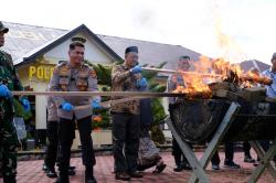 Polres Aceh Utara Musnahkan Barang Bukti Sabu dan Ganja Seberat 65,5 Kg