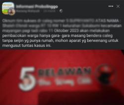 Gara-gara Bendera Partai, Warga Nyaris Dibacok Oknum Timses Caleg Kota Probolinggo