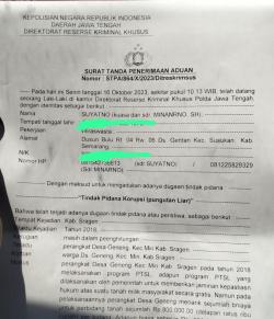 Kades dan Perangkat Desa Geneng Sragen Dilaporkan ke Polda Jateng Atas Dugaan Pungli PTSL