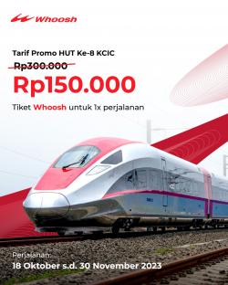 Beli Tiket Kereta Cepat Lewat Aplikasi Whoosh, Penumpang Cukup Bayar Rp150 Ribu