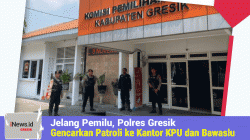 Jelang Pemilu, Polres Gresik Gencarkan Patroli ke Kantor KPU dan Bawaslu