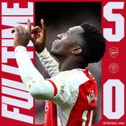 Nketiah Days, Arsenal Cukur Sheffield United 5-0