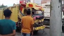 Kecelakaan Hari Ini, Truk Muatan Minyak  Adu Banteng Truk Angkut Sawi di Jalinsum Sei Piring Asahan