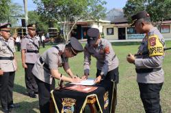 Polres Way Kanan gelar Upacara Pelantikan Kasat Reskrim, Sertijab Kasatlantas dan Kapolsek Way Tuba