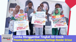 Puluhan Peserta Abadikan Kawasan Heritage Bandar Grisse Dalam Lomba Menggambar Tingkat SD Gresik