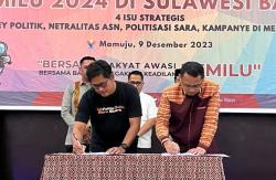 Bawaslu dan AMSI Sulbar Teken Kesepakatan Cegah Hoaks pada Pemilu dan Pilkada 2024