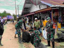 Menyambut Hari Juang Infanteri Ke-75 Tahun, Yonif 764/Iamba Baua Gelar Karya Bakti Bersih-bersih