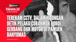 Video CCTV Pelaku Curanmor Bobol Gerbang dan Larikan Motor di Banyumas