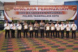 13 Personel Polres Tasikmalaya Kota Dapat Pengharaan di Hari Kesadaran Nasional