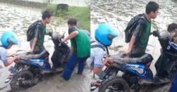 Viral! Bocil di Ponorogo Dorong Motor Masuk Sawah Bikin Ngakak Netizen