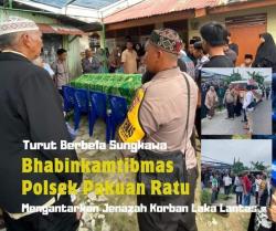 Bhabinkamtibmas Polsek Pakuan Ratu Mengantar Jenazah Korban Laka Lantas di Serupa Indah