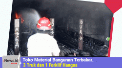 Toko Material Bangunan Terbakar, 3 Truk dan 1 Forklif Hangus