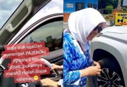 Masya Allah, Ibu Muslimah Cantik Tidak Marahi Sopir Truk Penabrak Mobil Mewahnya, Malah Full Senyum