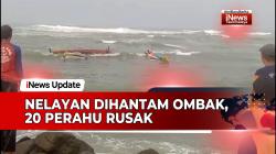 VIDEO: Perahu Nelayan Karam dan Warung Hancur Diterjang Gelombang Tinggi Pantai Selatan Tasikmalaya