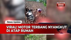 VIDEO: Viral! Motor Terbang Nyangkut di Atap Rumah di Tasikmalaya