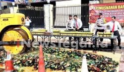 Ribuan Botol Miras Dimusnahkan