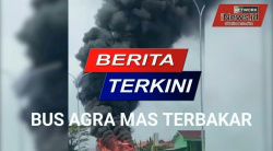 Detik-detik Bus Agra Mas Terbakar di Exit Tol Adiwerna, Api Berkobar Besar Hanguskan Bodi Bus