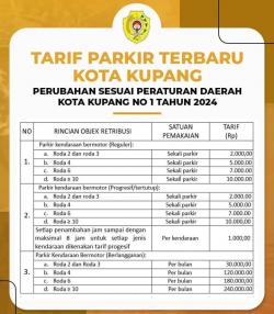 Tarif Baru Parkir Kota Kupang Resmi Diumumkan, Warga Minta Parkir Liar Ditertibkan