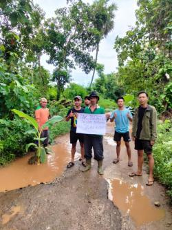 Protes Jalan Rusak, Warga Lamongan Tanam Pohon Pisang di Tengah Jalan Sumurgayam Paciran