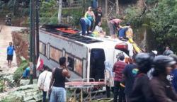 Bus Sarat Penumpang Terguling Usai Menabrak Tebing, Begini Kronologinya