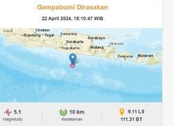 Gempa Terkini M5,1 Guncang Pacitan, Pusat di Laut Kedalaman 10 Km