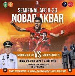 Ramaikan ! Nobar Akbar Indonesia Vs Uzbekistan di Lapangan Andi Makkasau Parepare