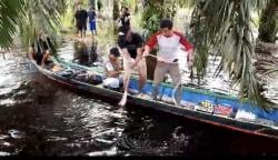 Geger Buaya Muara Muncul di Keramba Ikan di Desa Karang Anyar