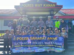 Satlantas Polres Way Kanan Kenalkan Rambu Lalu lintas Sejak Usia Dini Kepada Anak TK 