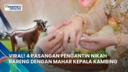 Viral 4 Pasangan Pengantin Nikah Bareng dengan Mahar Kepala Kambing