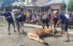 DKM Masjid Ar-Rahmah Cileungsi Kidul Berbagi Daging Tuk Warga Dhuafa