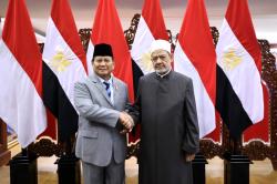 Menhan Prabowo Sambut Grand Syekh Al Azhar Prof. Ahmed di Kemhan