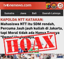 Polda NTT akan Tindak Tegas Pembuat dan Penyebar Hoax yang Cemarkan Institusi Kepolisian