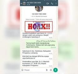 Waspada! Penipuan Mengatasnamakan Pj. Bupati Pringsewu Merebak di WhatsApp