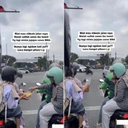 Ibu Hamil Ngidam Minta Jajanan Orang di Jalan Raya saat Naik Ojek Online Viral