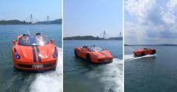 Viral Supercar Mewah Ferari Berlayar di Laut Pulau Nipah Batam