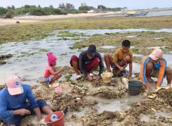 Manfaatkan Waktu Menunggu Cuaca Membaik, Nelayan Binuangeun Cari Kerang Kerang di Pantai