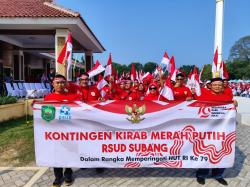 Sambut HUT Kemerdekaan RI ke 79, RSUD Subang Ikut Memeriahkan Kirab Bendera Merah Putih