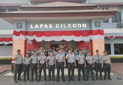 Jajaran Lapas Cilegon Tunjukan Sinergi dan Kedisiplinan Giat Apel Pagi Bersama Menkumham RI