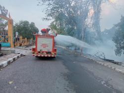 Damkar Way Kanan Padamkan Api yang Membakar Semak Belukar di Tanah Milik Pemkab