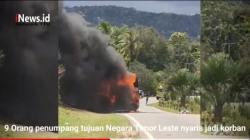 VIDEO: Detik-Detik Mesin Bus Babadok Angkutan Penumpang Antar Negara hangus