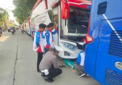 Kurangi Fatalitas Korban Laka Lantas, Sat Lantas Polres Grobogan Cek Bus Study Tour