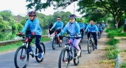 Pererat Silaturahmi, Danlanal Beserta Prajurit dan Keluarga Gowes Santai di Lhokseumawe