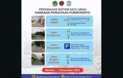 Informasi Penting, Perubahan Sistem Satu Arah di Kota Purwokerto Mulai 1 November 2024