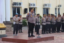 Rangka Persiapan Pengamanan Debat Publik Cawako dan Wawako Dumai, Polres Dumai Gelar Apel Kesiapan