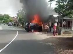 Tabrakan Adu Banteng di Bondowoso, Mobil dan Motor Hangus Terbakar